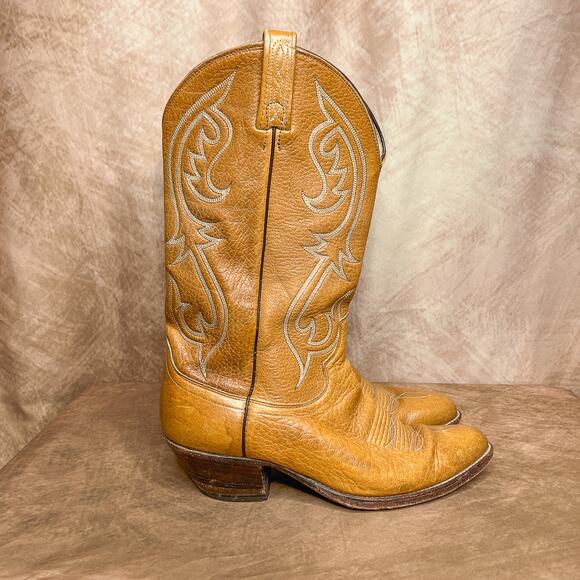 Vintage Dan Post Cowboy Boots Calf High Pointed Toe Leather Western Outdoor 90s main image 7